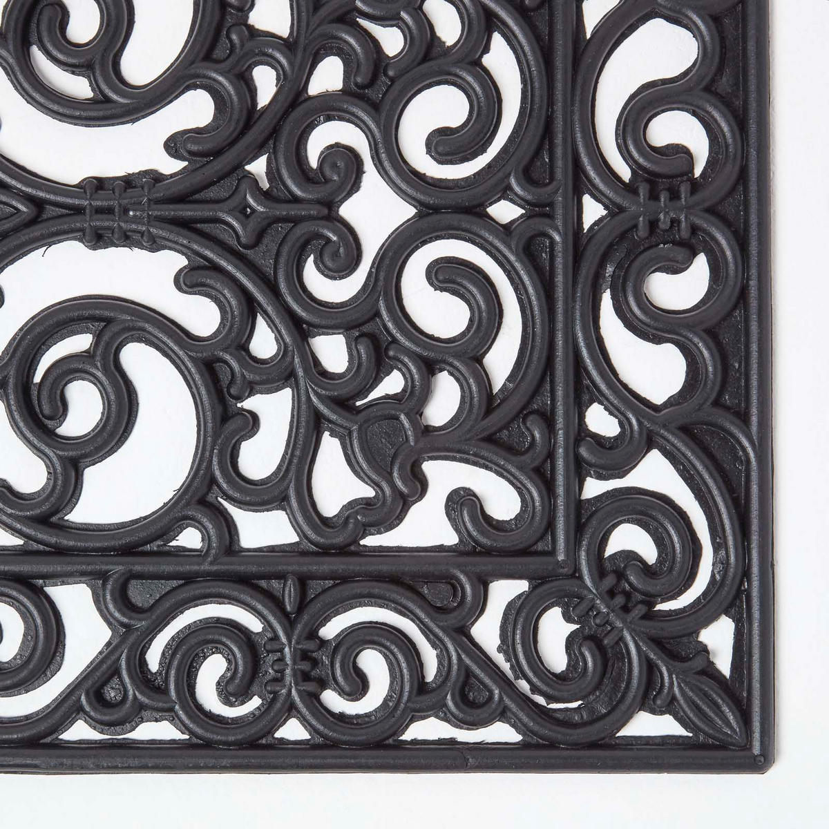FUSSMATTE Ornament, Gummi 40/60 cm - Schwarz, Naturmaterialien (40/60cm) - Homescapes