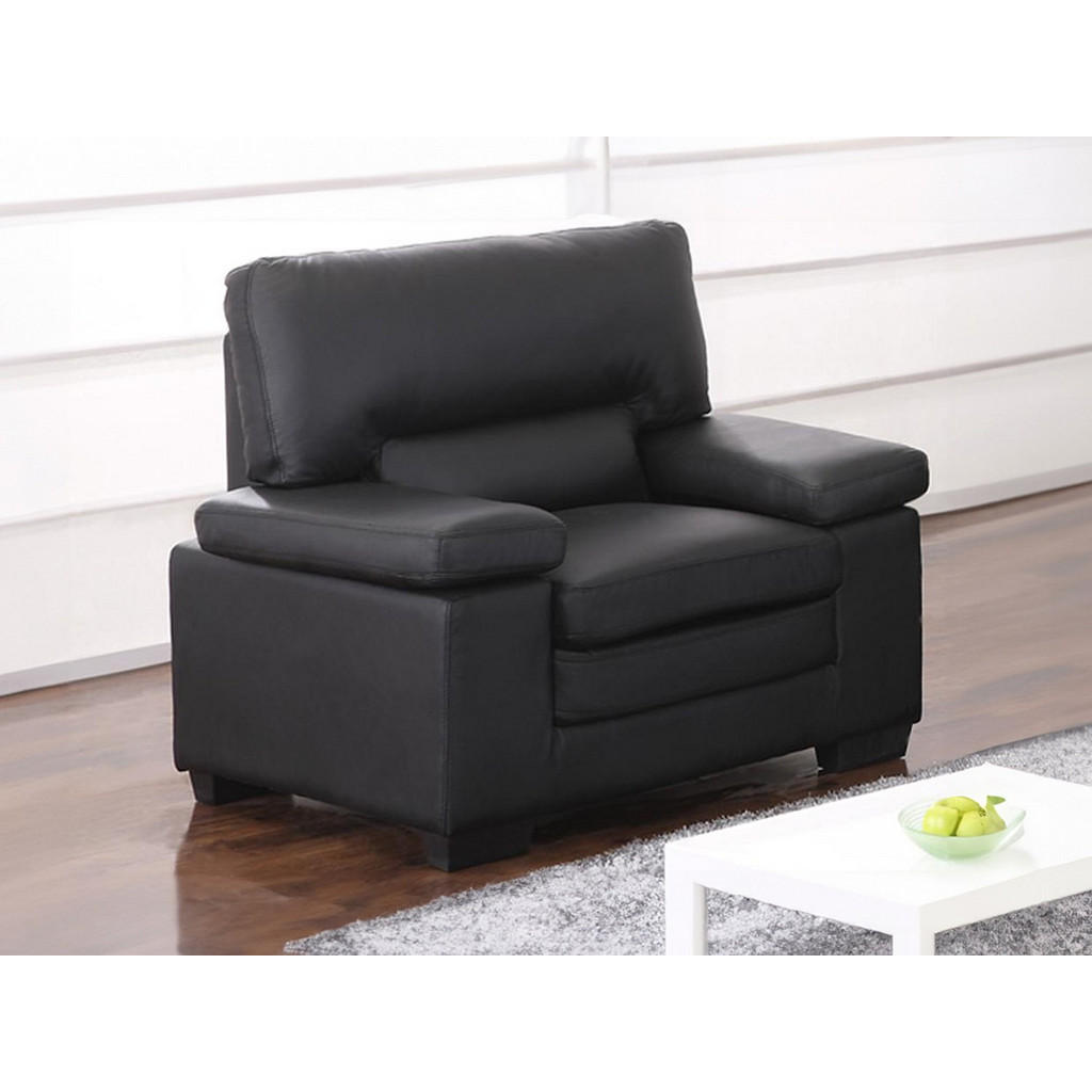 Thumbnail - Vente-Unique Sessel, Schwarz, Leder, Uni, 1-Sitzer, Quadratisch, 109x97x89 cm, Wohnzimmer, Sessel, Polstersessel