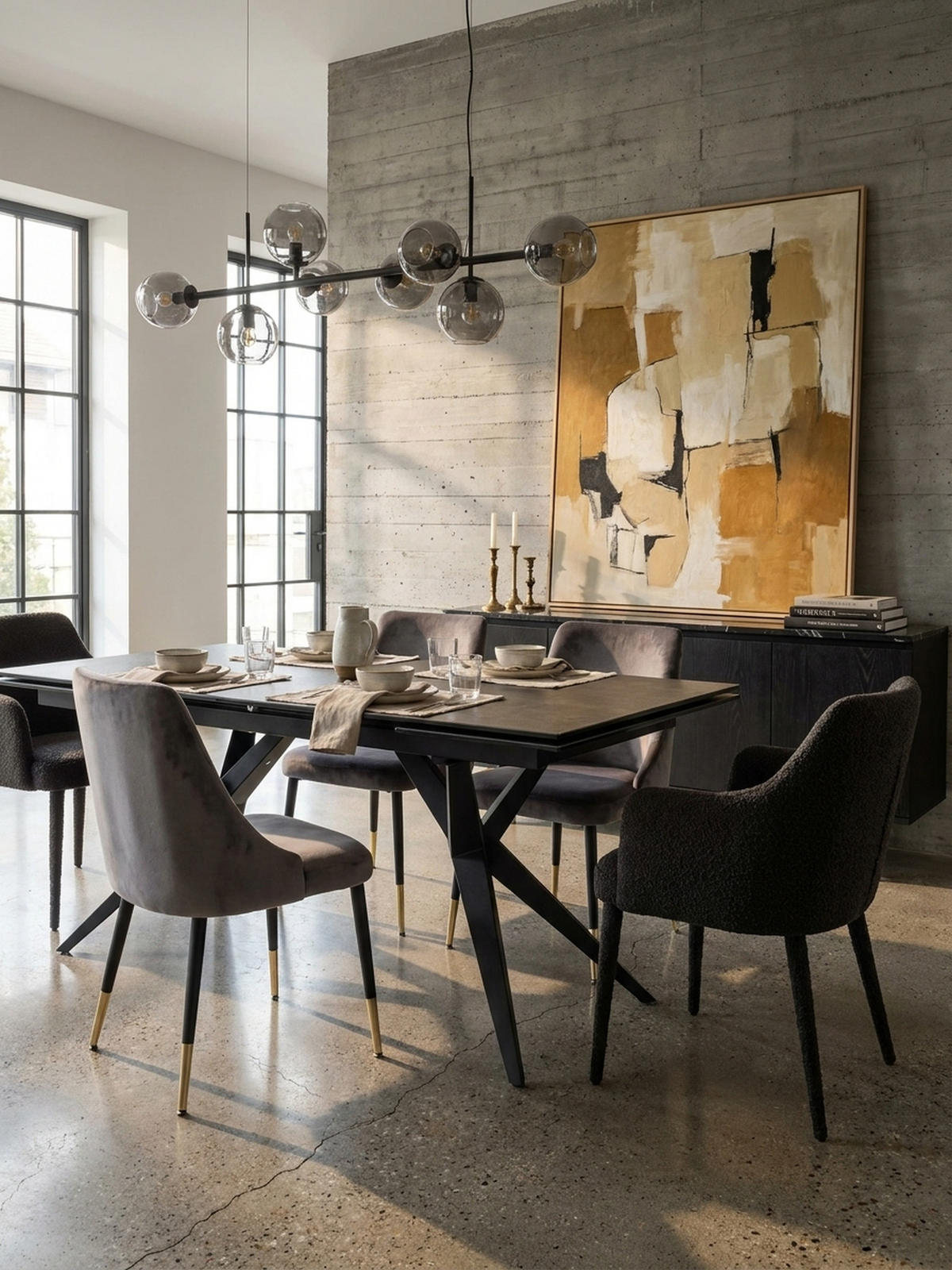 ESSTISCH Ausziehbar Keramik Glas Marmoroptik Groß, Schwarz 180x95x76 cm - Schwarz, Keramik/Metall (95/180/76cm) - KADIMA DESIGN