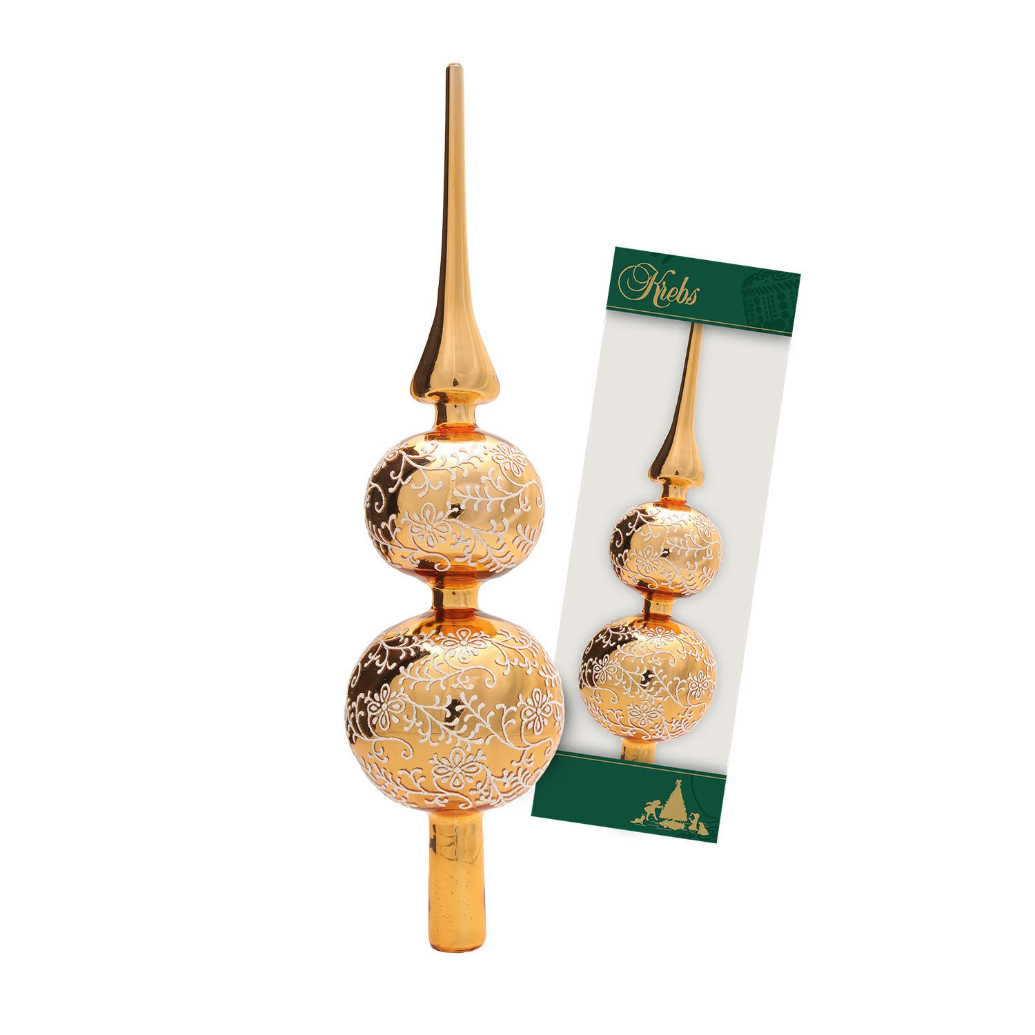 Krebs Glas Lauscha Baumspitze Gold 33 cm