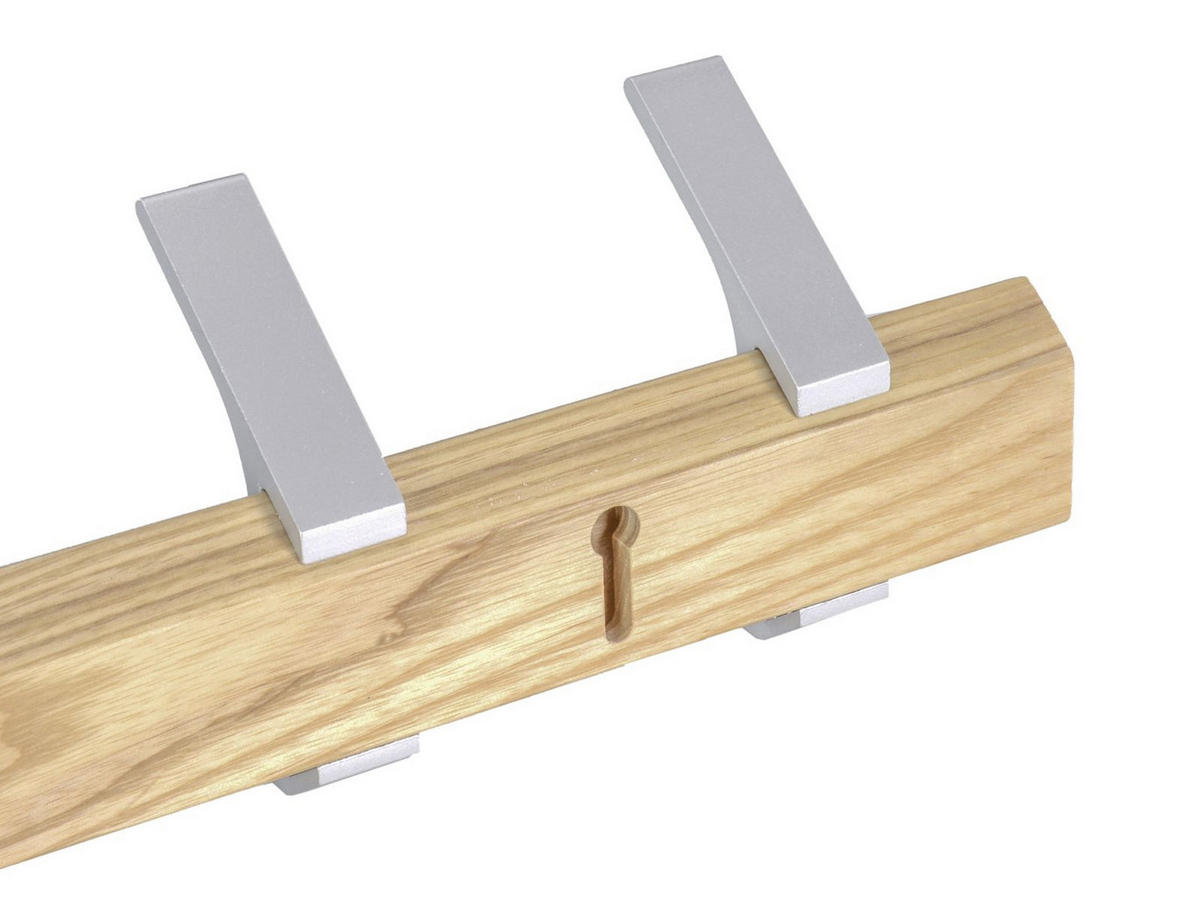 GARDEROBENLEISTE Rin naturfarben 50/10/6 cm mit 5 Haken - Weiß, Holz (6/10/50cm) - Yamazaki