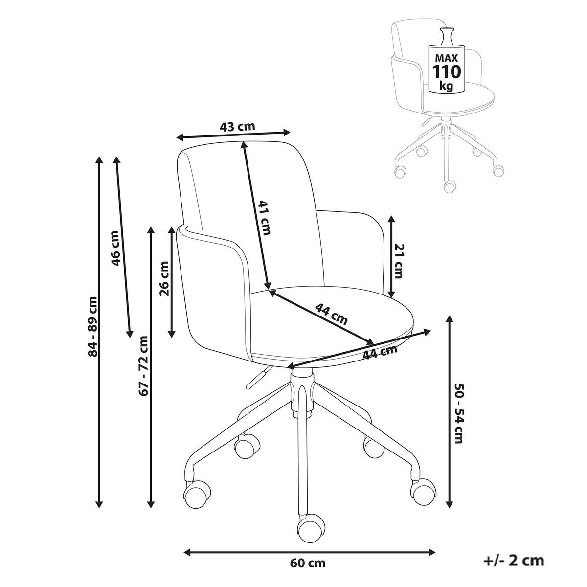 BÜROSTUHL Beige Dryden - Beige/Weiß, Textil (60/84/60cm) - Beliani