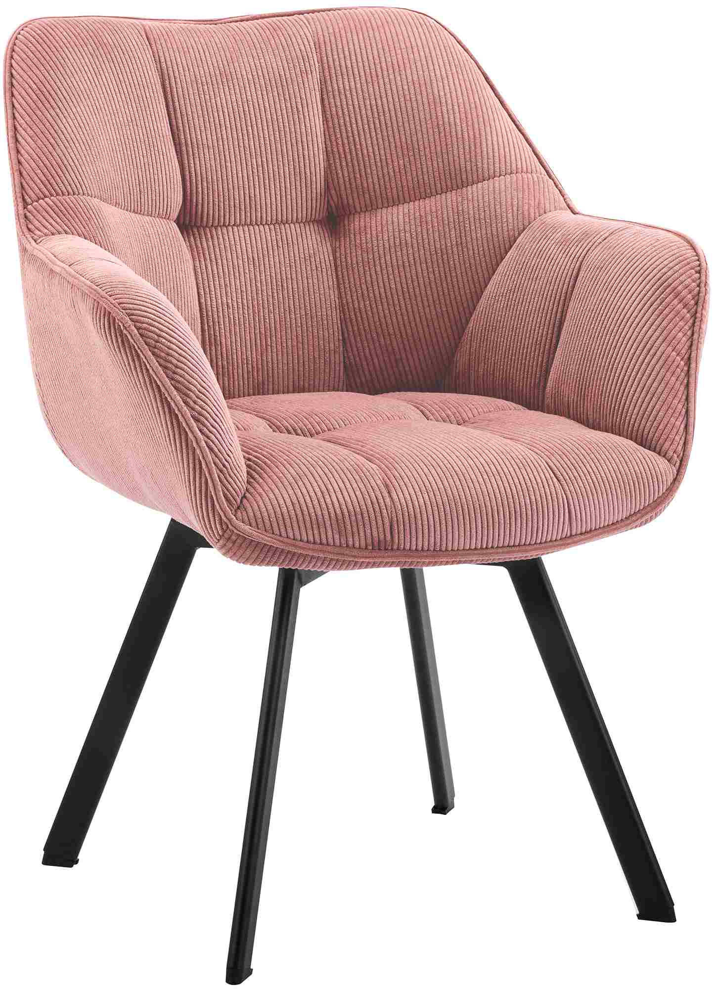 ARMLEHNENSTUHL Cord Rosa - Schwarz/Rosa, Textil/Metall (60/81/59cm) - CLP