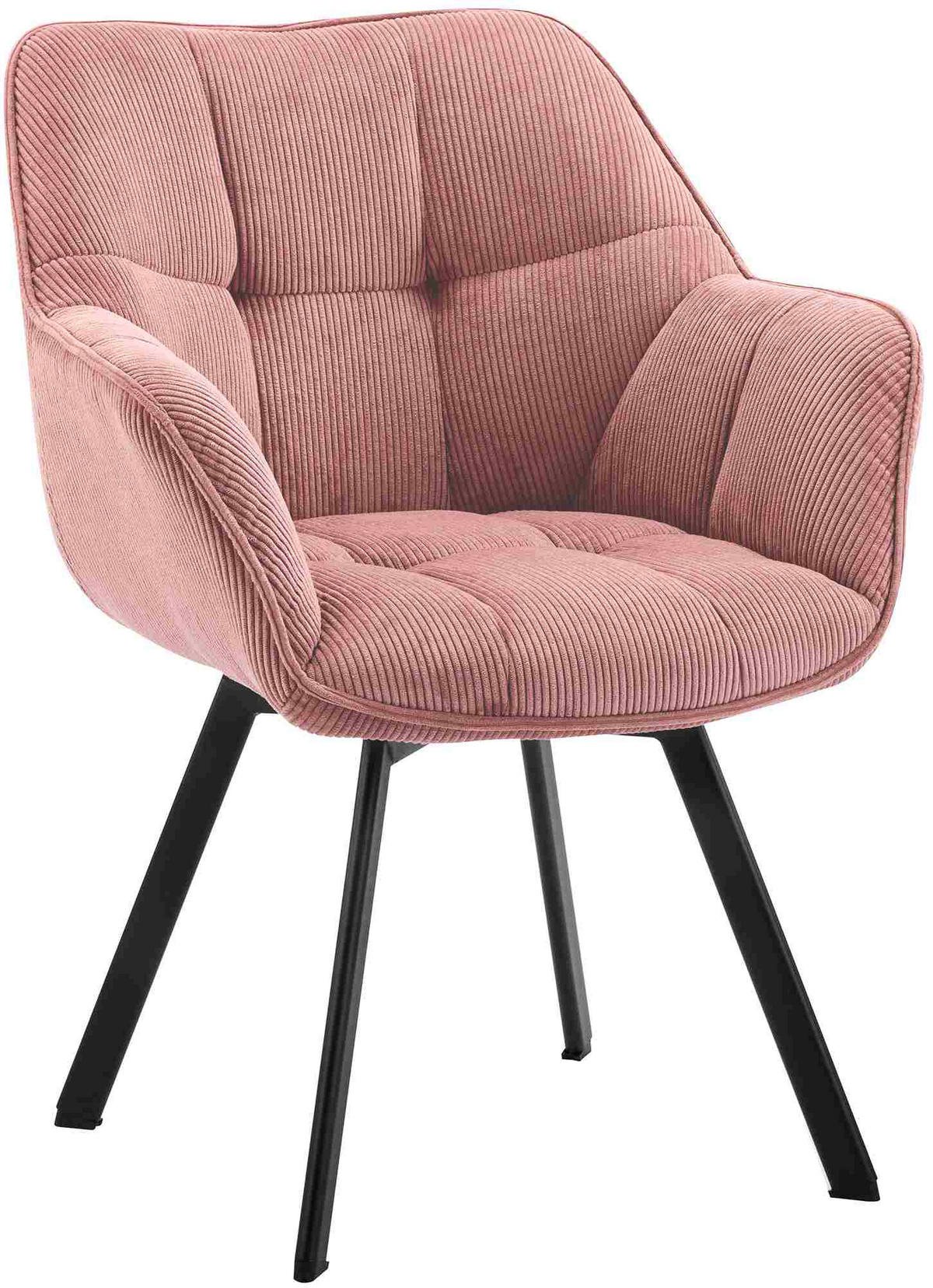 ARMLEHNENSTUHL Cord Rosa - Schwarz/Rosa, Textil/Metall (60/81/59cm) - CLP