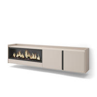 LOWBOARD, Beige, 212/35/50cm, Kamin mit Feuereffekt XXL - Beige, Holzwerkstoff (212/50/35cm) - Skraut Home