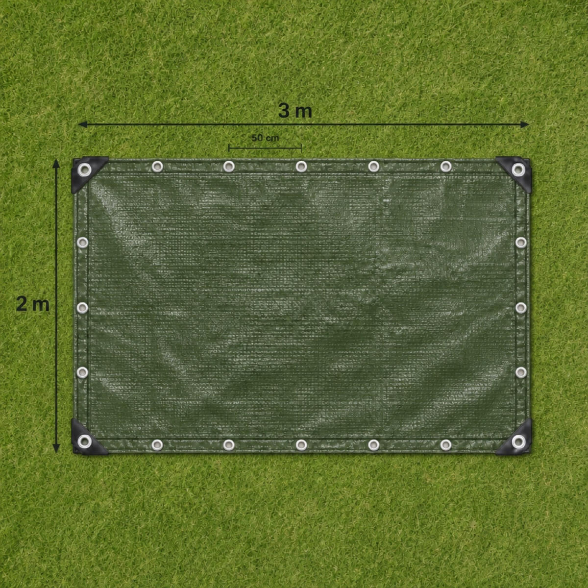 PONJAVA Zelena vodoodporna 2x3 m - temno zelena, umetna masa (300/200/0.1cm) - Relaxdays