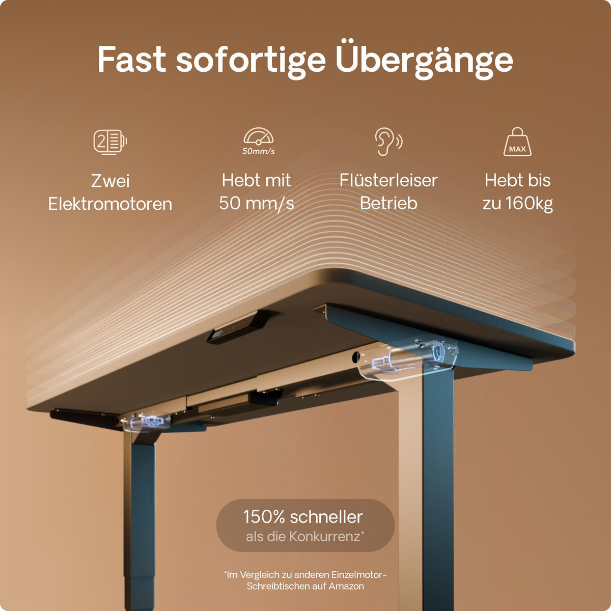 SCHREIBTISCH Elektrisch Höhenverstellbarer HomePro 120x60cm Grau/Grau mit Memory-Funktion, Anti-Kollisions Technologie - Grau, Holzwerkstoff (60/120/62cm) - Desktronic