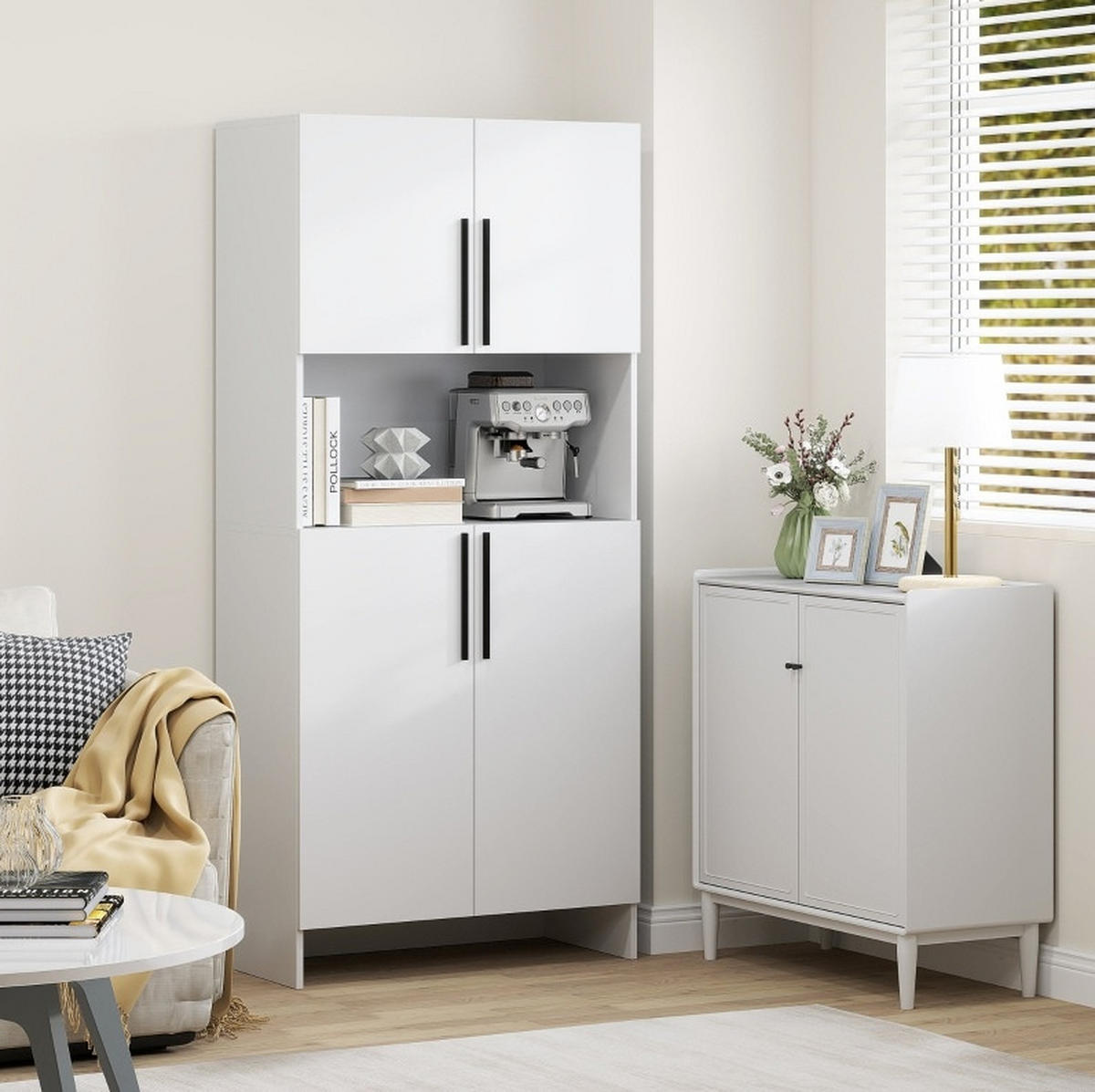 BUFFET 79/175/40 cm Weiß aus Holz mit Kippschutz - Weiß, Holz (40/175/79cm) - OKMYHOME