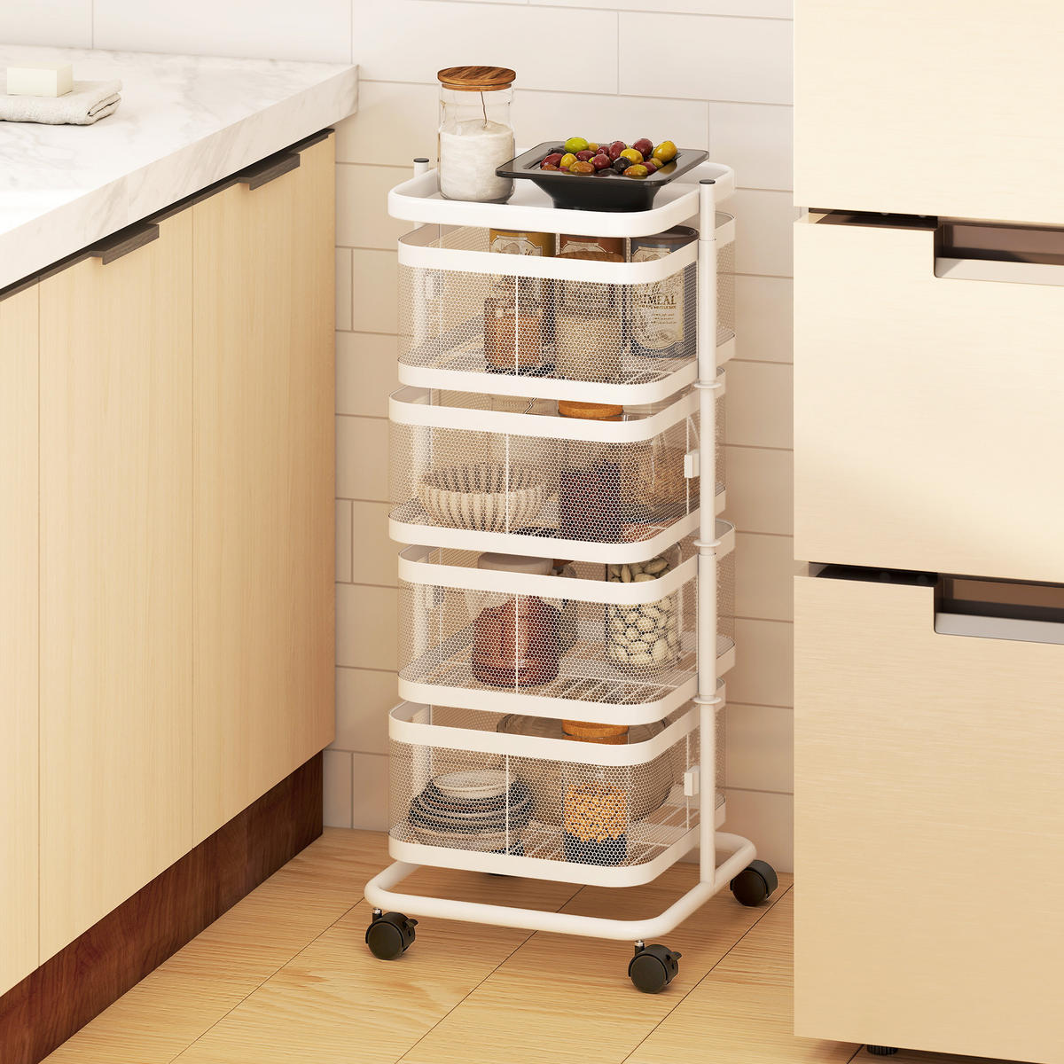 SERVIERWAGEN DE-12494 33/33/77 cm Weiß - Weiß, Metall (33/77/33cm) - ComfortXL