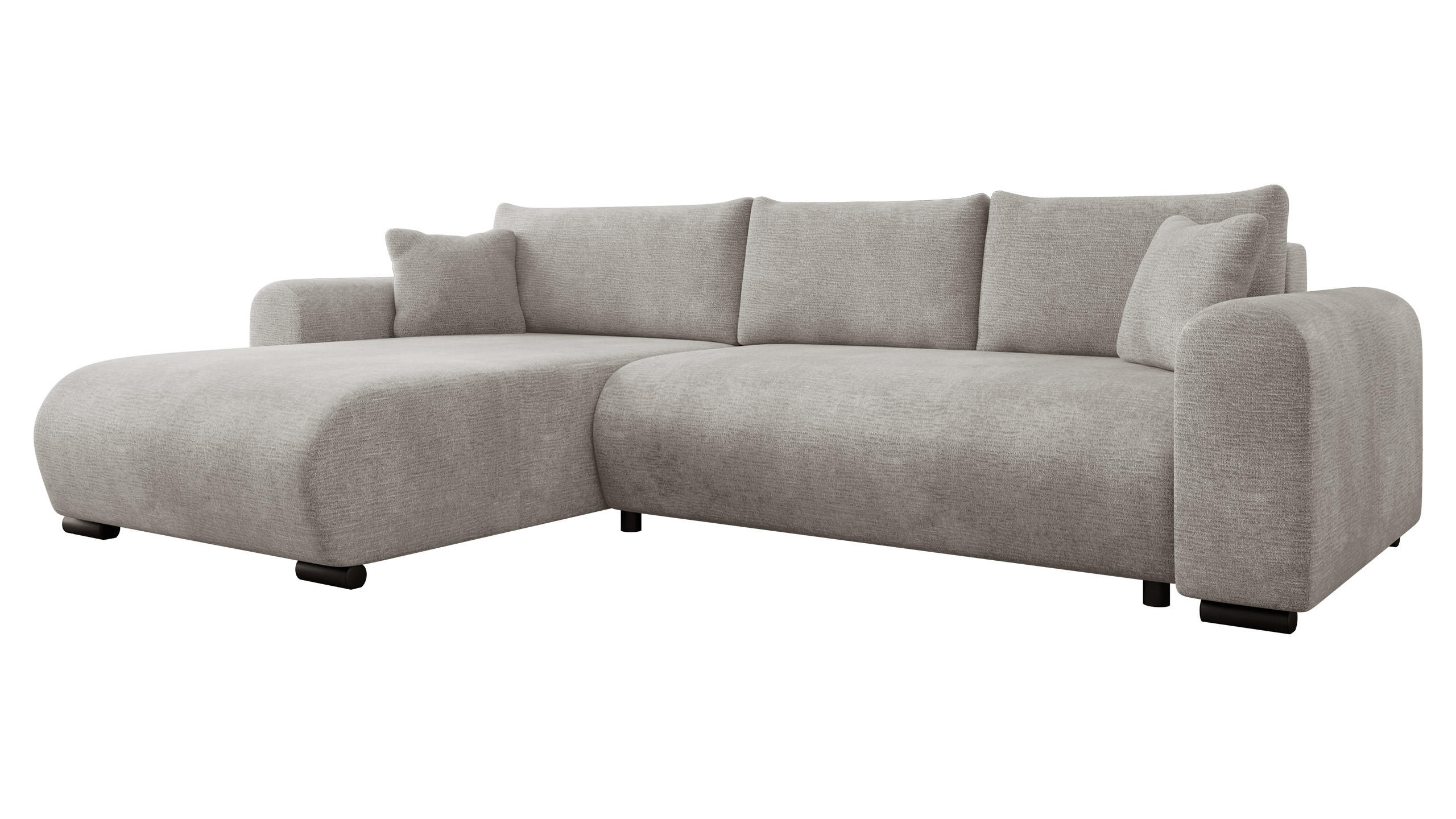 ECKSOFA Merkos - Hellgrau/Schwarz, Holz/Textil (285/188cm) - MIRJAN24