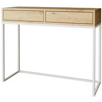 KONSOLENTISCH Lango 100/85/35 eiche Artisan mit weißen Matellbeinen - Weiß/Eiche Artisan, Holzwerkstoff/Metall (35/100/85cm) - Beautysofa
