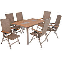 GARTEN-SITZGRUPPE Franz 7-teilig Gartenmöbel-Set - Grau, Kunststoff - DELUKE