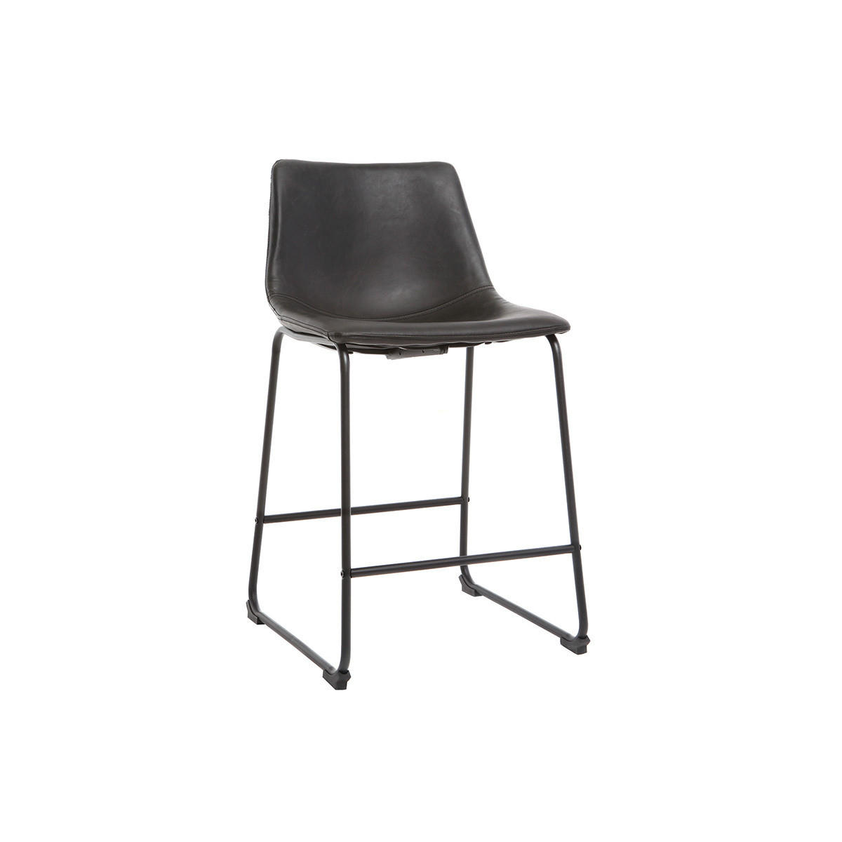 BARHOCKER Vintage Schwarz 61 cm 2er-Set NEW ROCK - Schwarz, Textil (54/88/49cm) - Miliboo