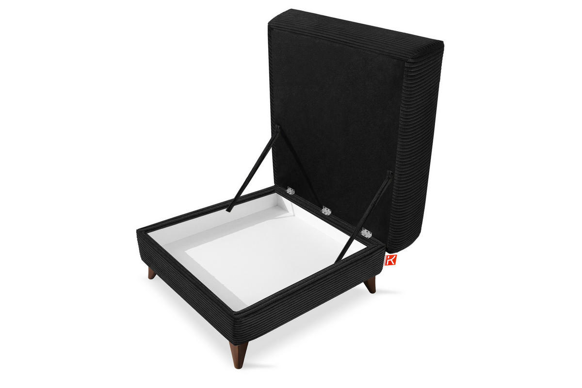 HOCKER GUSTAVO II, Schwarz - Schwarz/Braun, Holz/Holzwerkstoff (92/49/92cm) - KONSIMO®