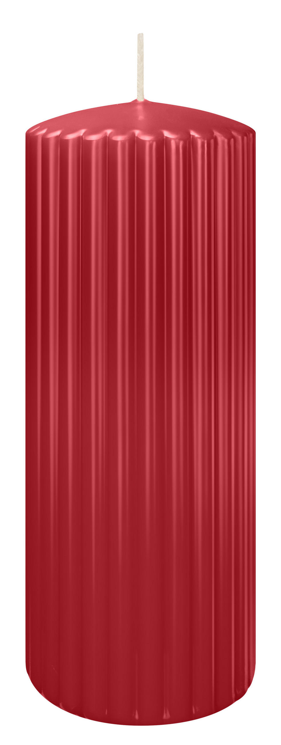 RILLEN KERZEN Altrot 200 x Ø 80 mm, 4 Stück - Dunkelrot, Paraffin (8/20/20cm) - Wiedemann Kerzen