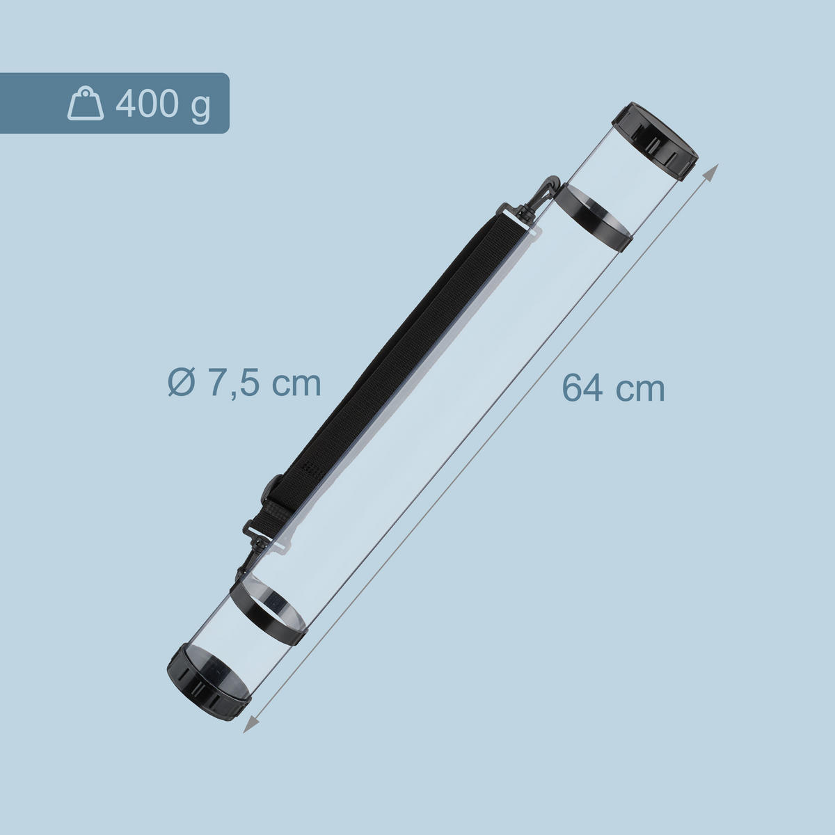 PLAGÁTOVÁ rúrka - priehľadné, plast (7.5/64/7.5cm) - Relaxdays