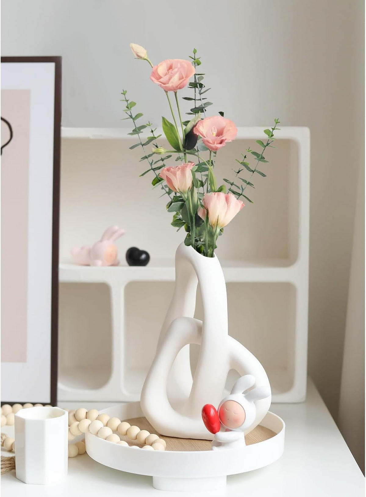 VASE 16 x 9 x 23 cm Keramik - Weiß, Keramik (23cm) - LIBRATON