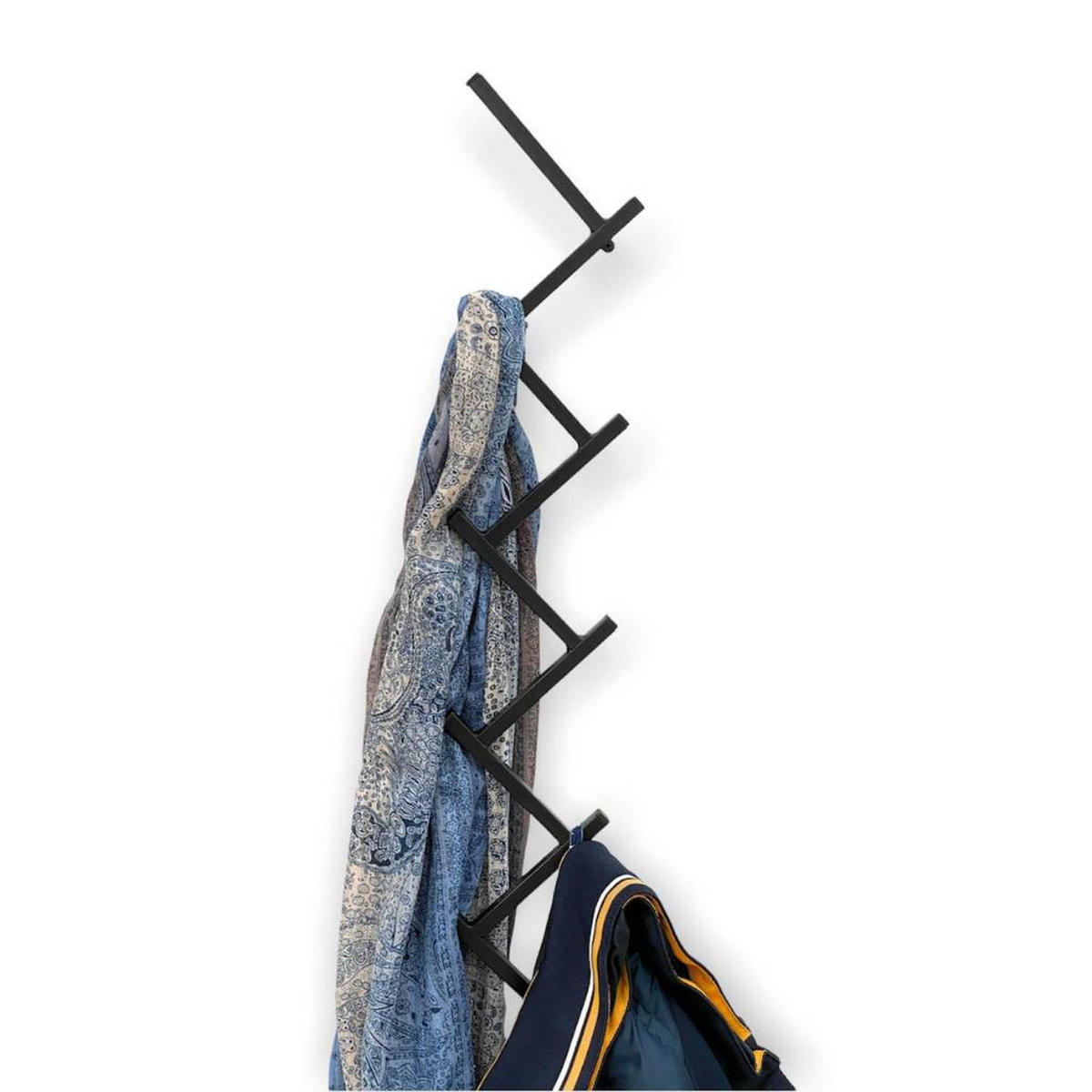 DANDIBO Wandgarderobe mit 10 Haken Garderobenhaken 96281 Garderobe Schwarz 80 cm Kleiderhaken Wandregal Haken - Schwarz, Metall (13.5/78.5/6.5cm) - DanDiBo