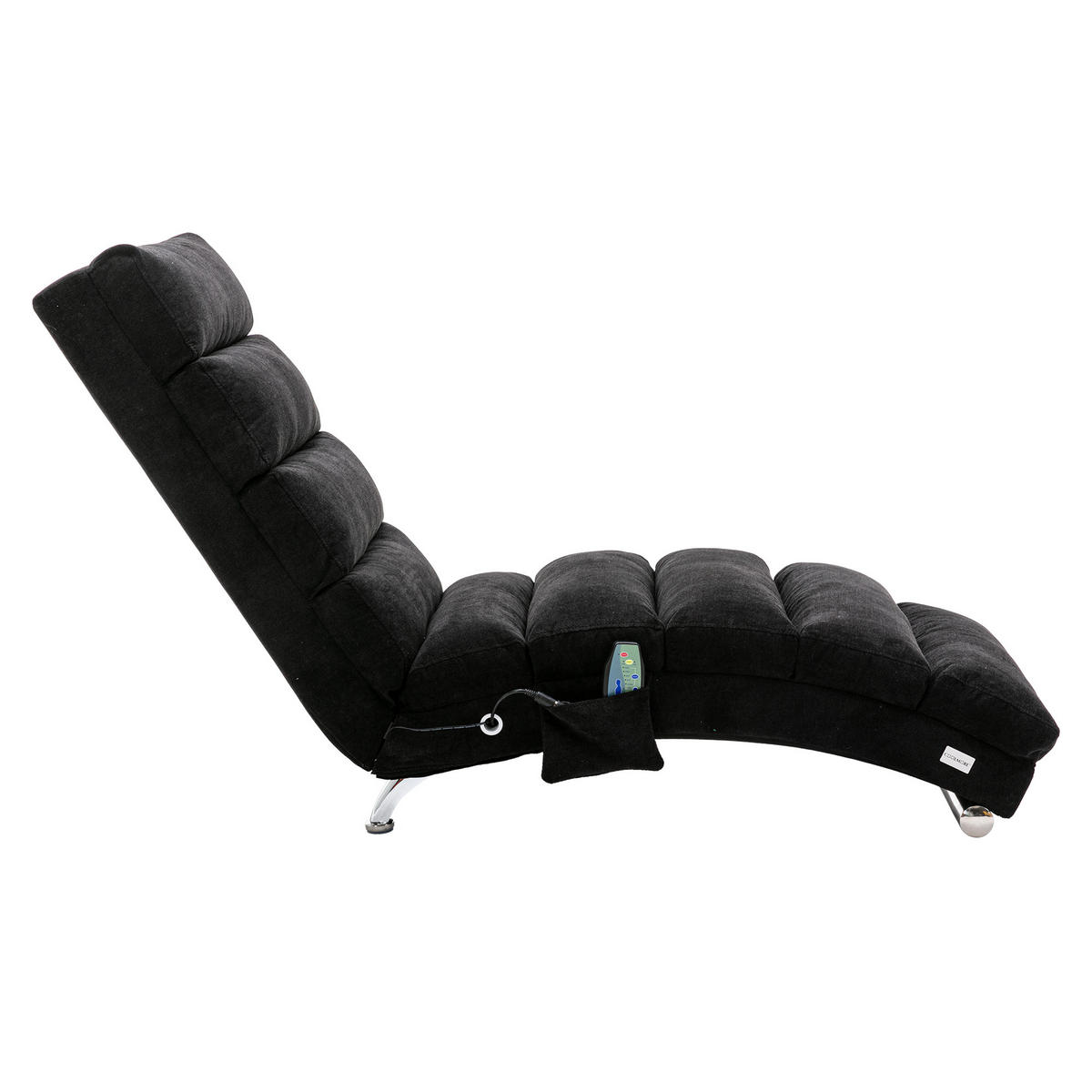 RELAXLIEGE Liegesessel,Relaxsessel,Leinenstoff,Schwarz - Schwarz, Textil (55/84/148cm) - LVHOM