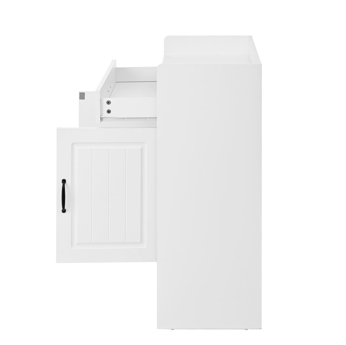 SCHUHSCHRANK 75/36/95,5 cm in Weiß mit 2 Türen, 1 Schublade und offenem Fach - Weiß, Holzwerkstoff (75/95.5/36cm) - BEAOK