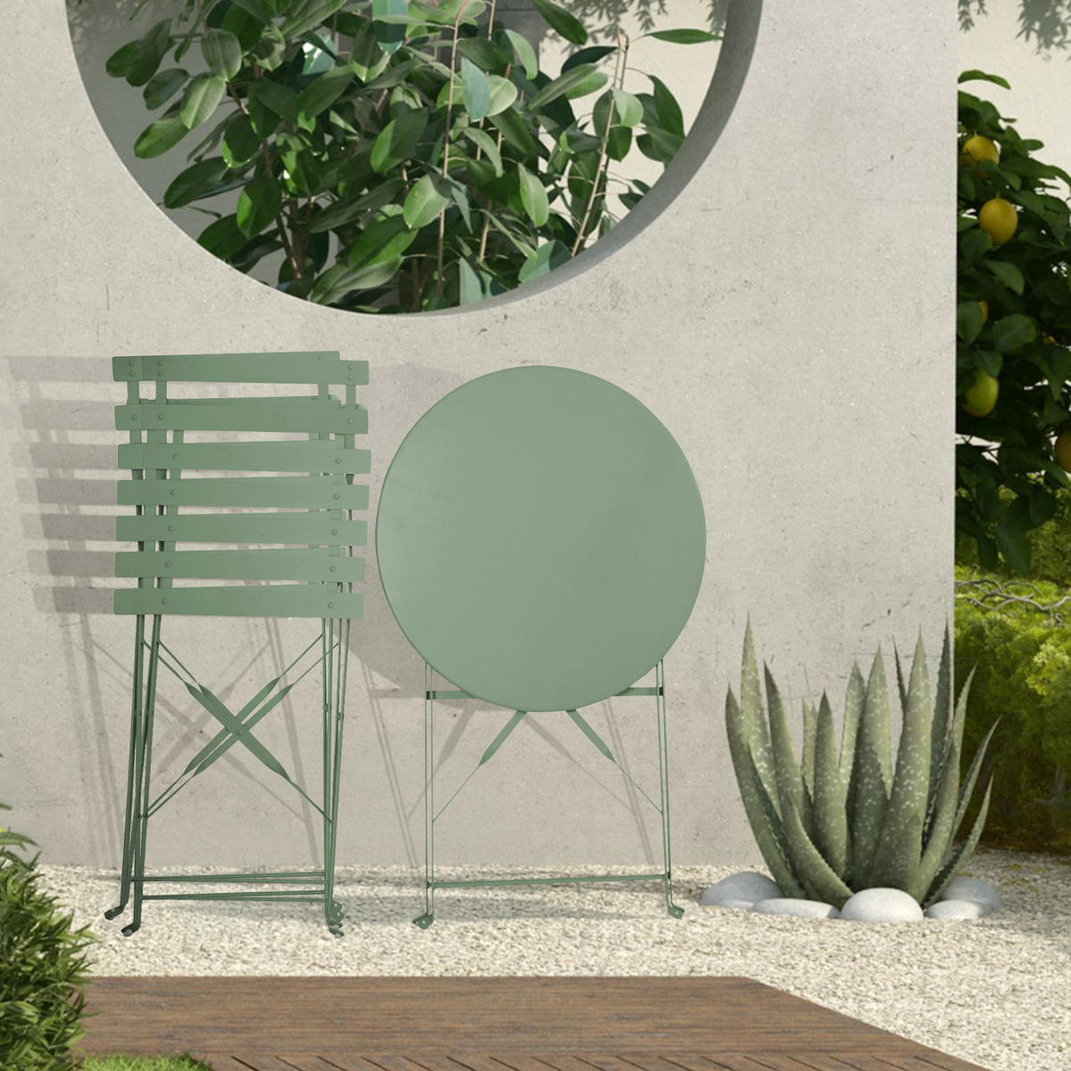 BISTRO-SET BERLIN Metall Mint - Türkis, Metall - SVITA