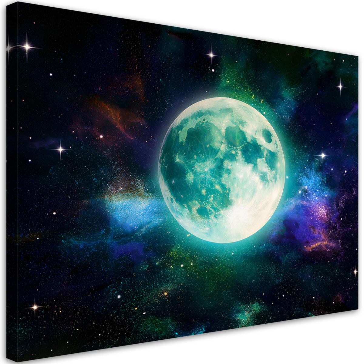 LEINWANDBILD Planet Weltraumuniversum 90x60cm - Blau, Textil (90/60cm) - Feeby