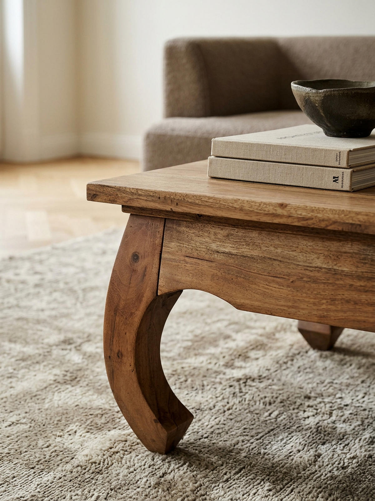 COUCHTISCH KANADA in Opium-Form aus Massivholz Akazie handgefertigt, Braun 110x60x40 cm - Braun, Holz (60/110/40cm) - KADIMA DESIGN