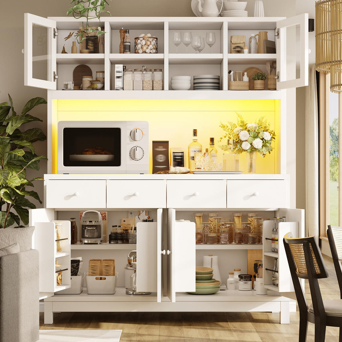 GESCHIRRSCHRANK Weiß 140/38.5/180 - Weiß, Holzwerkstoff (140/180/38.5cm)
