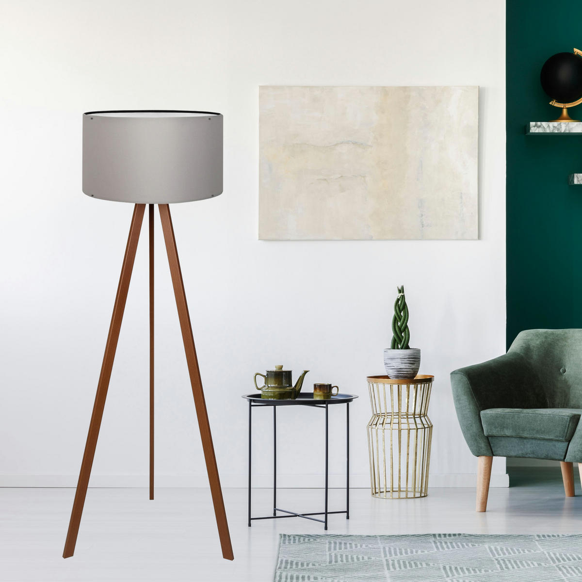 STOJACÍ LAMPY Newport - šedá, kompozitní dřevo/textil (38/38/140cm) - lux.pro