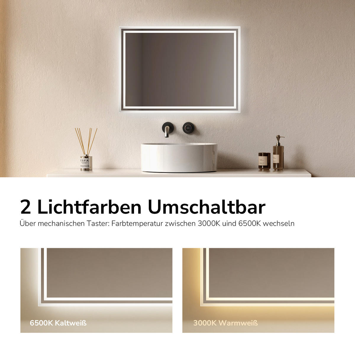 OGLINDA de baie cu LED-uri 70/50/3,5 cm - transparent, sticlă (70/50/3.5cm) - EMKE