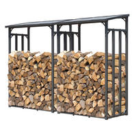 KAMINHOLZREGAL Außen 2 Stück 130x70x185 cm Metall Anthrazit 3,2 m³ / 5 SRM - Anthrazit, Metall (130/185/70cm) - QUICK STAR