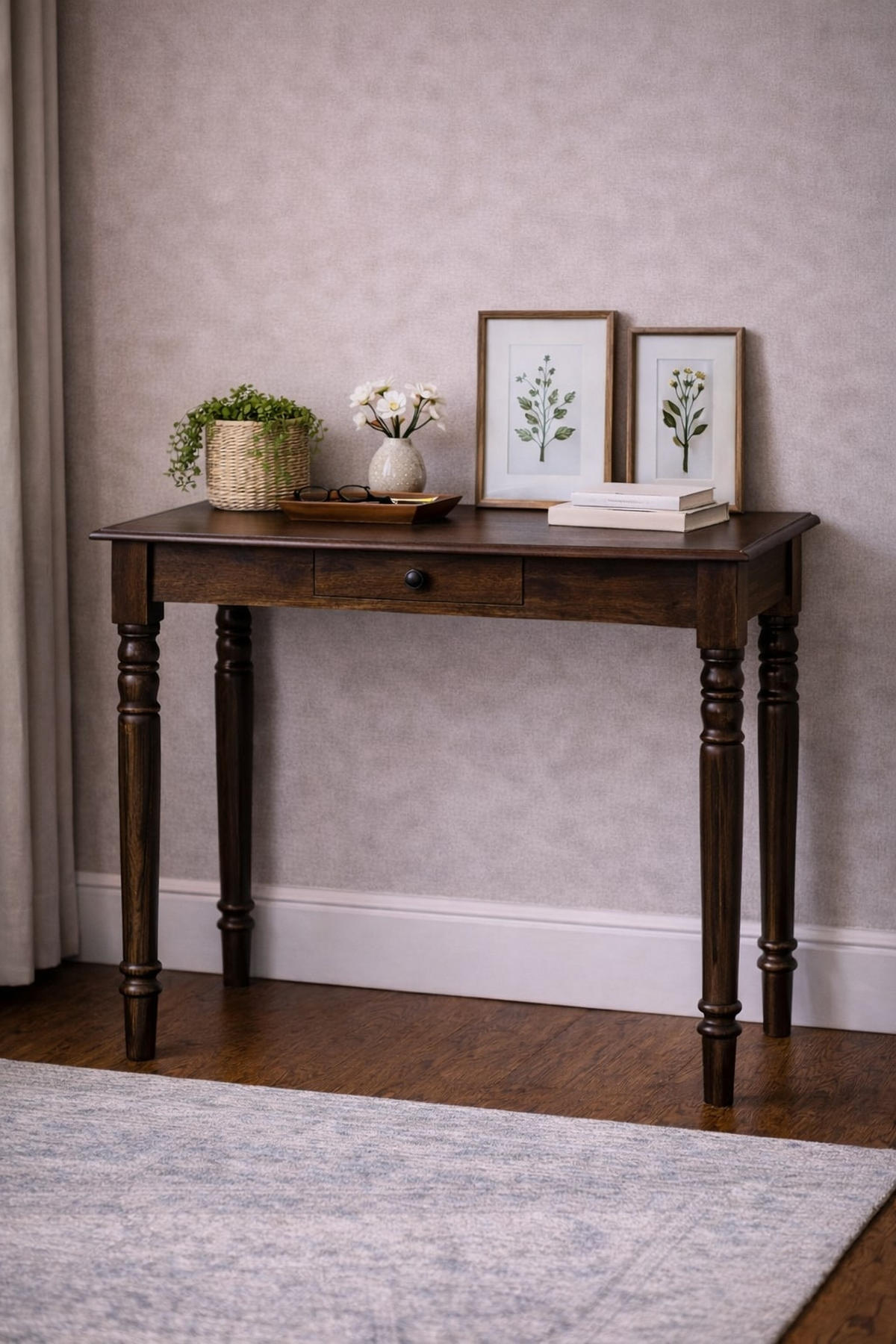 SCHREIBTISCH Klassisches Grau-Finish, 1 Schublade, Braun - Braun, Holz (80/45/80cm) - Artisan Furniture