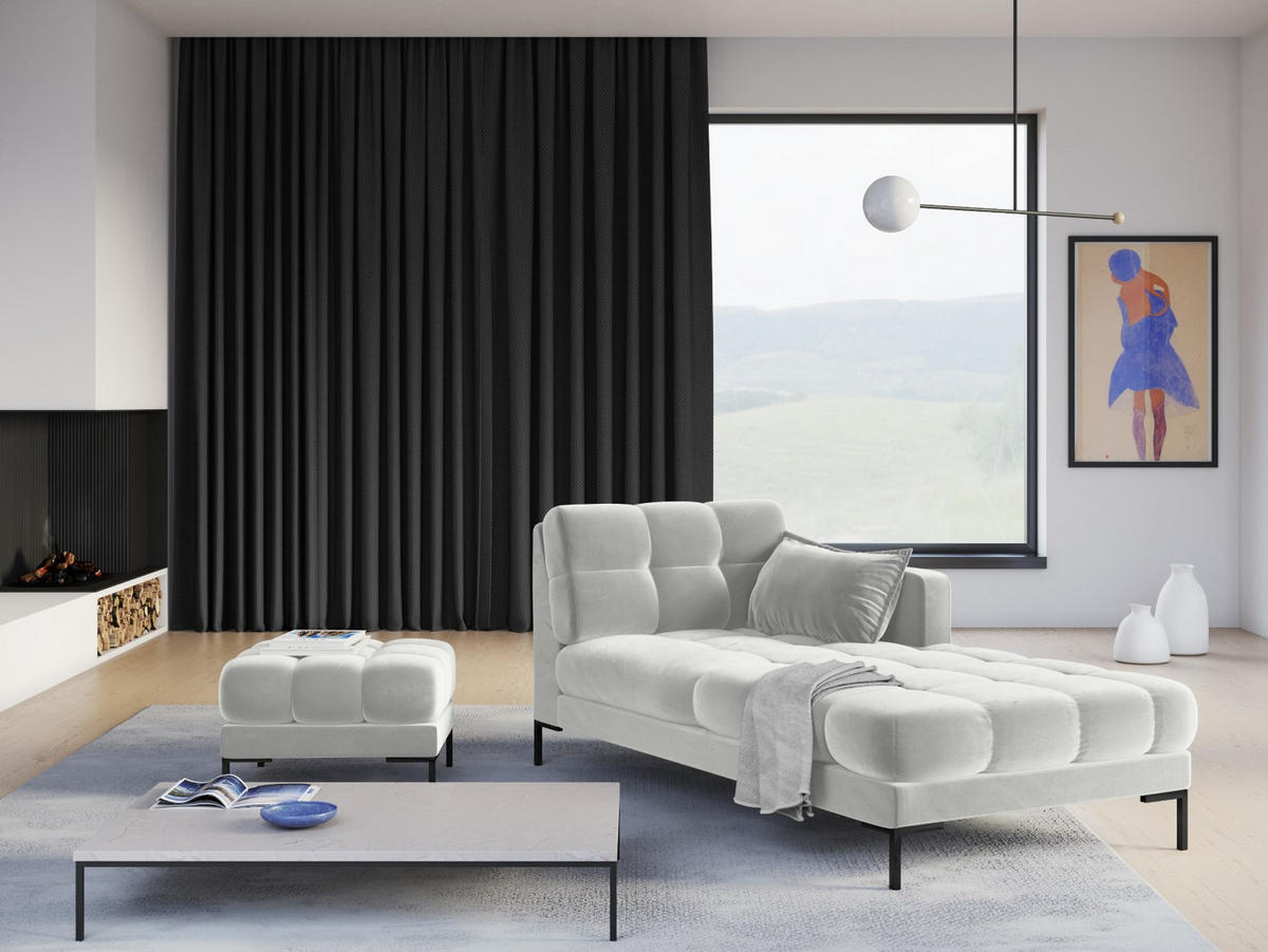 CHAISELONGUE rechts Mamaia aus Samt silber - Silberfarben, Textil (102/75/185cm) - Micadoni