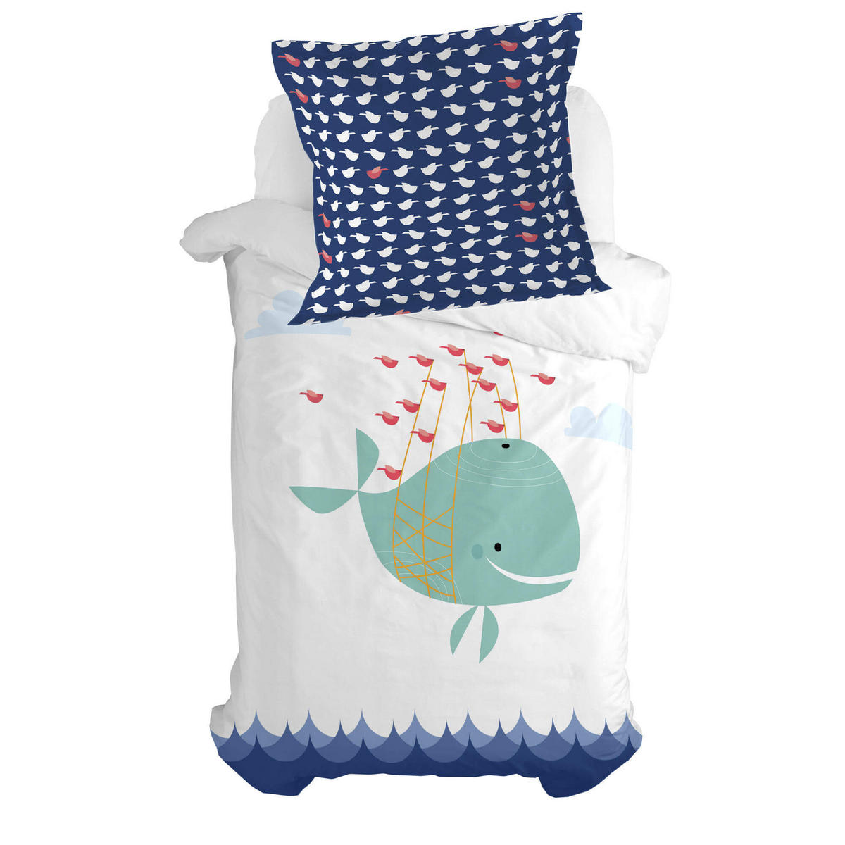 KISSENBEZUG whale 80x80 cm mehrfarbig - Multicolor, Textil (80/80cm) - Happy Friday