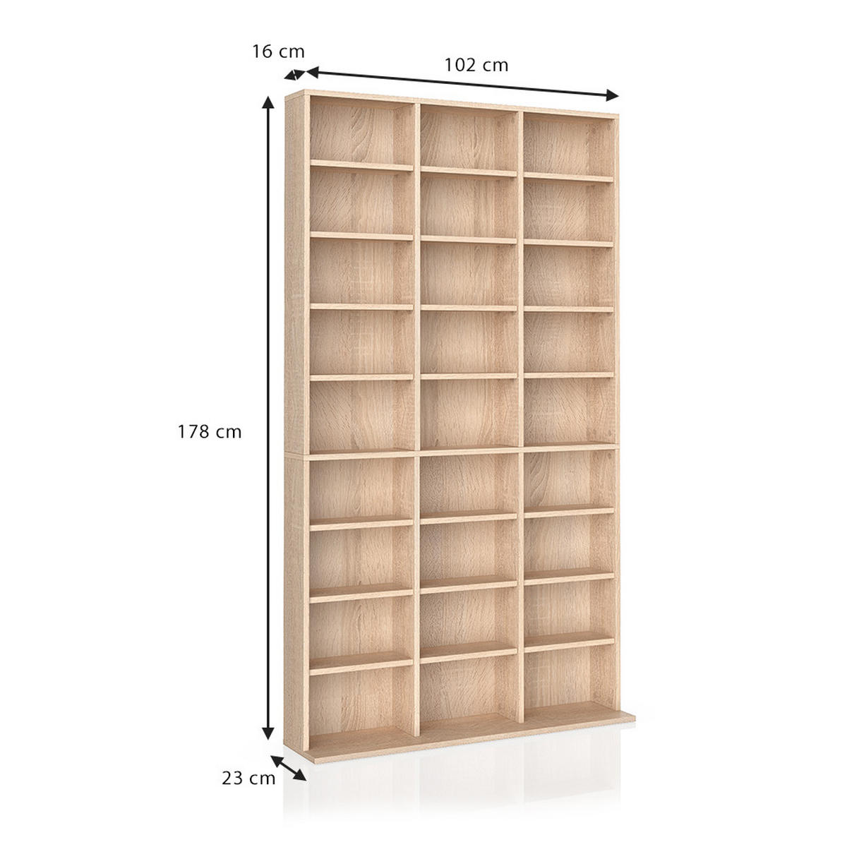 CD-REGAL Jukebox Sonoma 102 x 178 cm - Sonoma Eiche, Holzwerkstoff (102/178/16cm) - Vicco