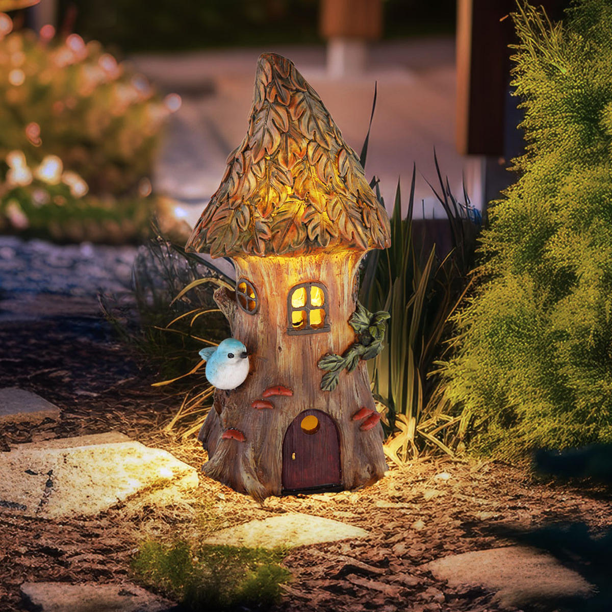 LED AUSSENLEUCHTE Baumstamm Braun - Braun, Kunststoff (11.5/10/23cm) - Globo Lighting