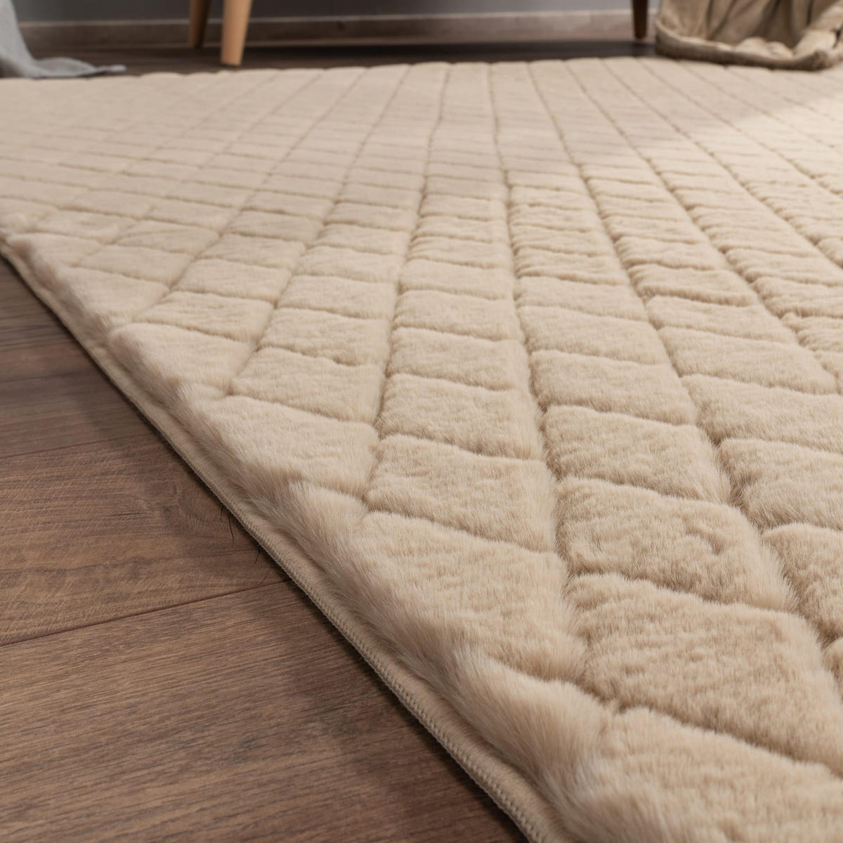 HOCHFLORTEPPICH, mit Struktur, Florhöhe 22 mm, Beige, 120 x 160 cm - Beige, Textil (120/160cm) - KADIMA DESIGN