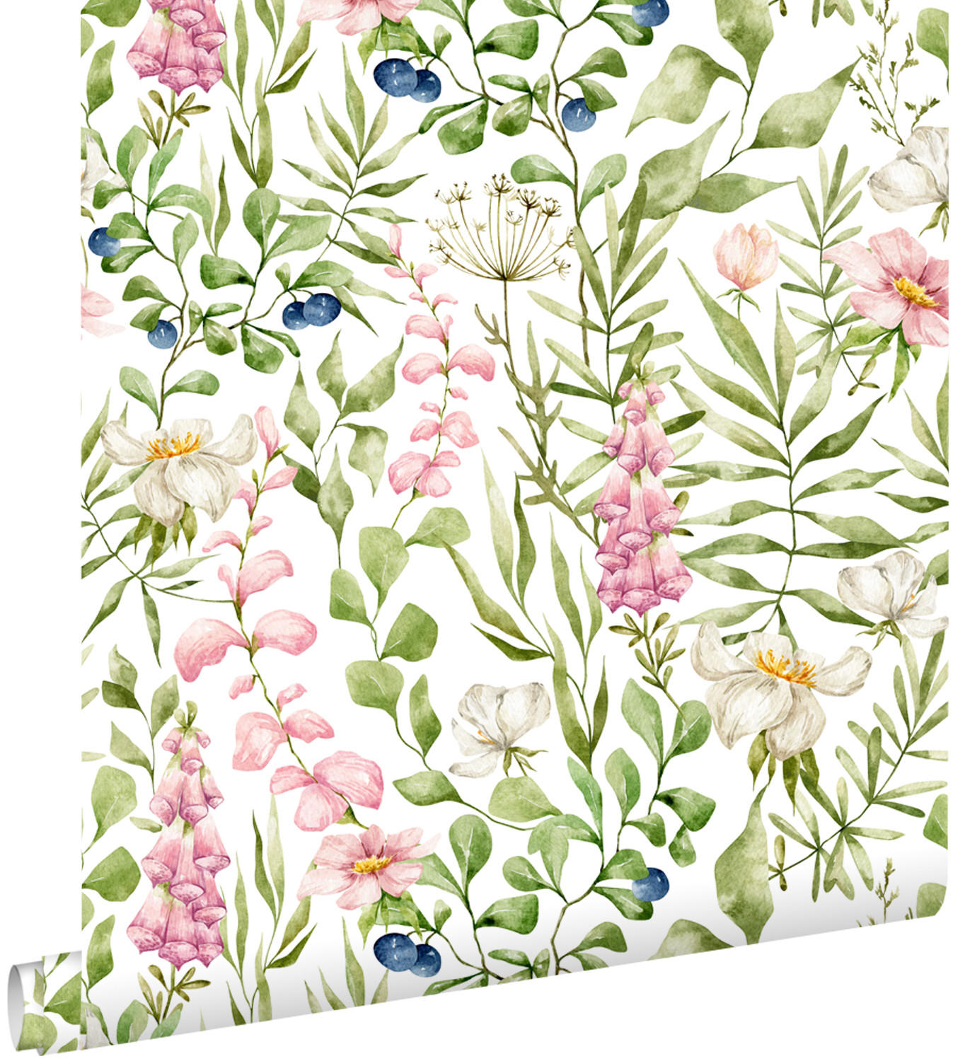 TAPETE Feldblumen 50 x 900 cm - Weiß, Papier (50/900cm) - ESTAhome