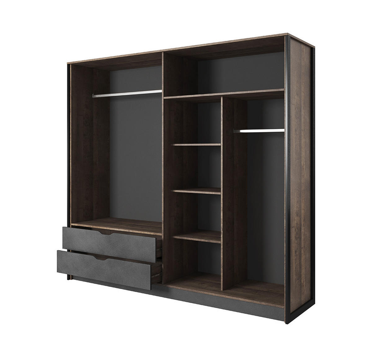 KLEIDERSCHRANK Arden Sand Grange Eiche - matera 220 cm / 56 cm / 204 cm - Braun/Grau, Holz/Holzwerkstoff (220/204/56cm) - Feldmann-Wohnen