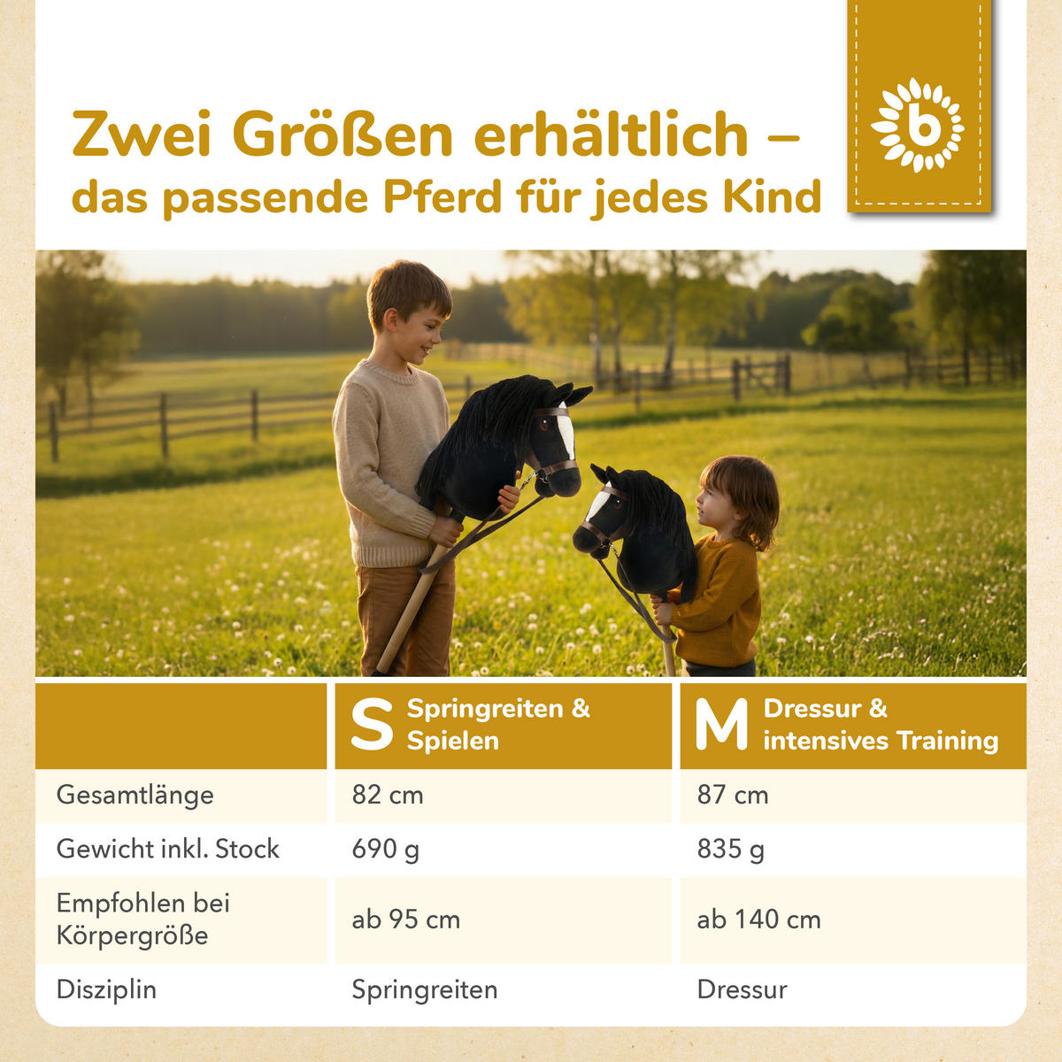 HOBBY-HORSE schwarz - Größe M - Schwarz, Textil (35/79cm) - Bieco Spielwaren