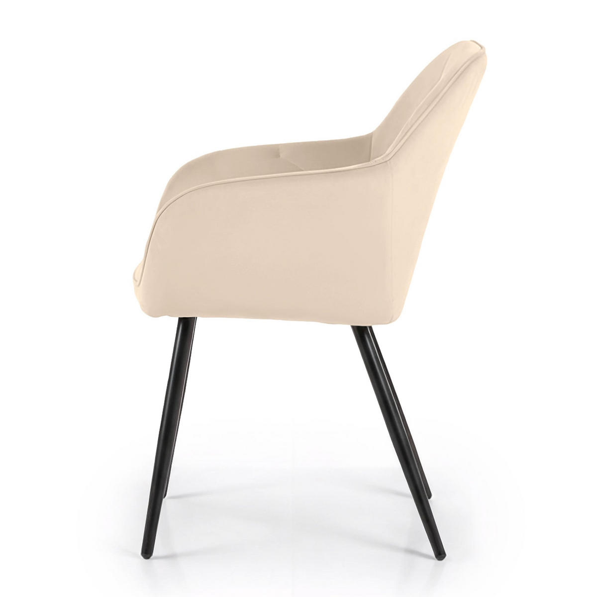 POLSTERSTUHL 4er Set, Metallbeine Beige, Schwarz 54,5/82,5/58 - Beige/Schwarz, Textil (55/83/58cm) - RAUMHIRSCH FURNITURE