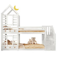 ETAGENBETT Baumhaus 90/200 cm Weiß mit Schubladen und Rausfallschutz - Weiß, Holzwerkstoff (90/200cm) - OKWISH