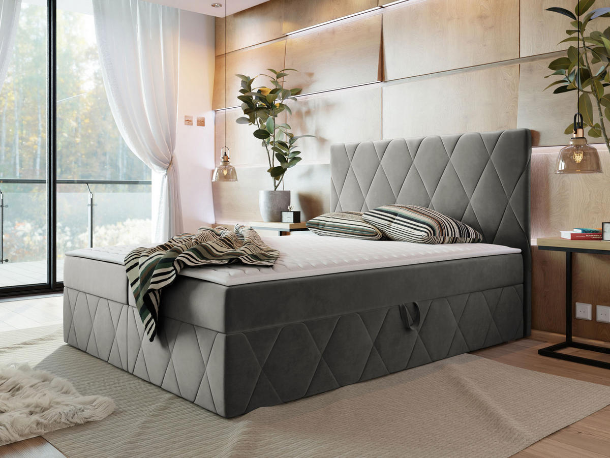 BOXBETT Simoti - Grau, Holzwerkstoff (140/200cm) - MIRJAN24