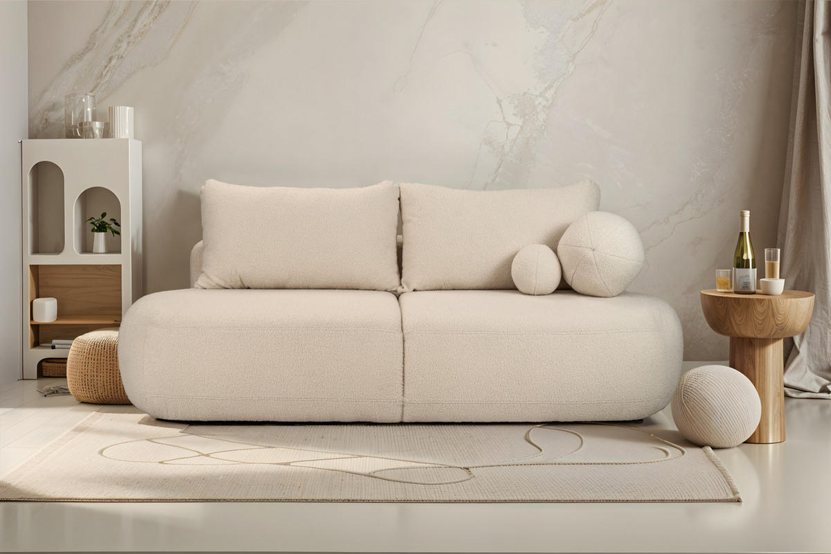 SCHLAFSOFA Mit Bettkasten Fabo, Stoff Quelle Hellbeige - Creme, Holz/Textil (240/90/90cm) - Kaiser Möbel