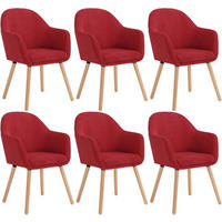 ESSZIMMERSTUHL 6er Set Cord, Holzbeine, Rot - Eichefarben/Rot, Holz/Kunststoff (55.5/83.5/56.5cm) - Woltu