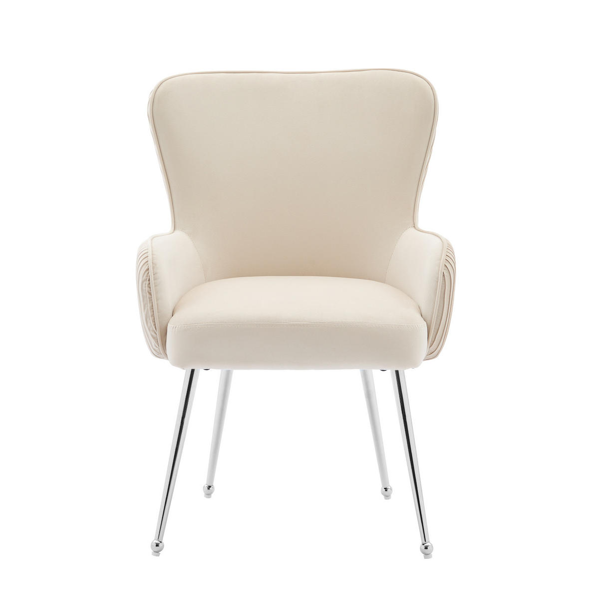 STUHL mit Armlehnen 2er-Set Samt Beige - Beige, Metall (53/83/57cm) - Meubliv