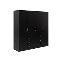 DREHTÜRENSCHRANK CLASSIC 200/196/58 cm in Schwarz/Gold - Goldfarben/Schwarz, Holzwerkstoff (196/58/200cm) - Deine Möbel 24