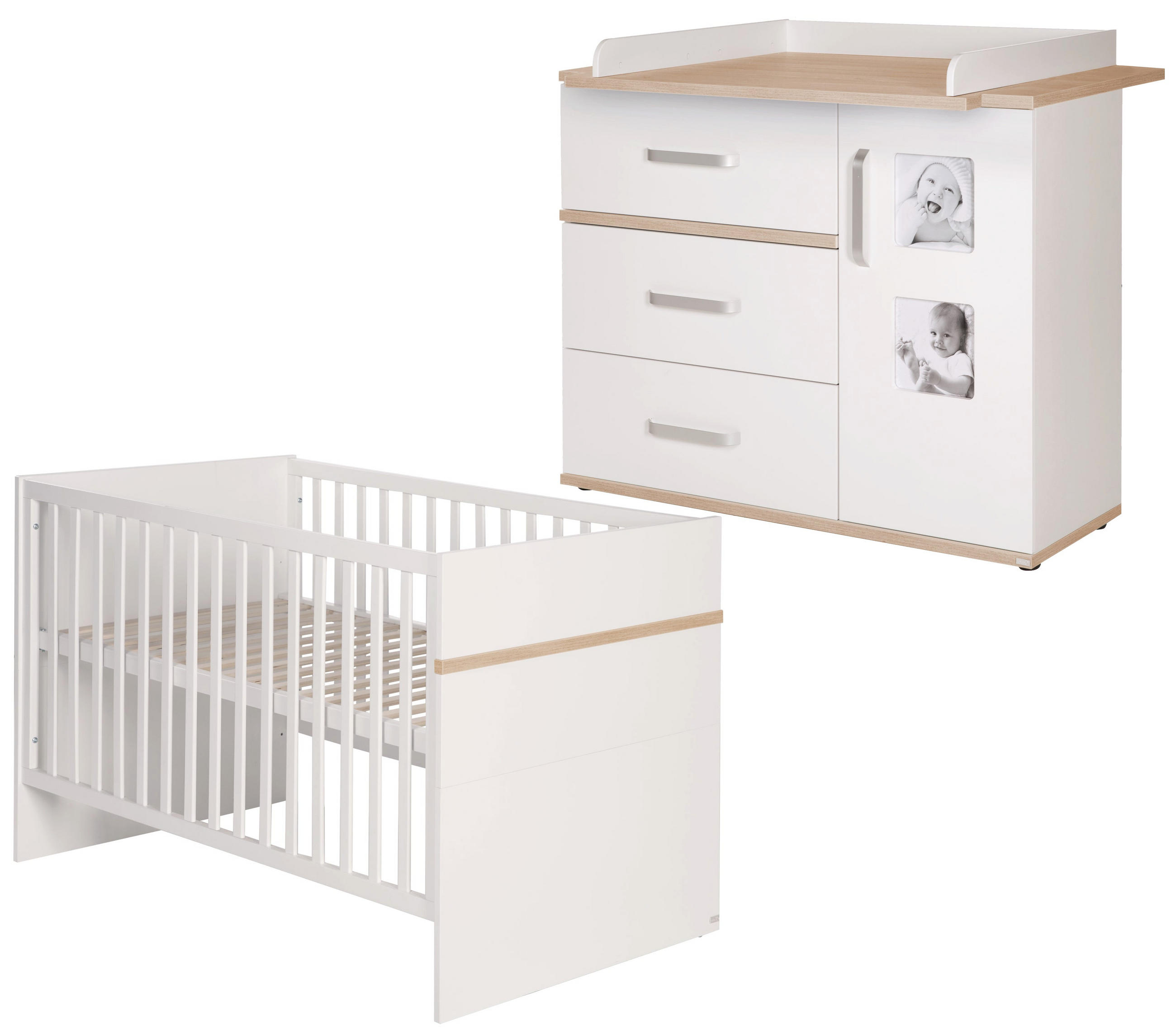 BABYZIMMER-SET Pia, mit breiter Wickelkommode, 2-teilig - Weiß, Holzwerkstoff (76/81/142.5cm) - Roba