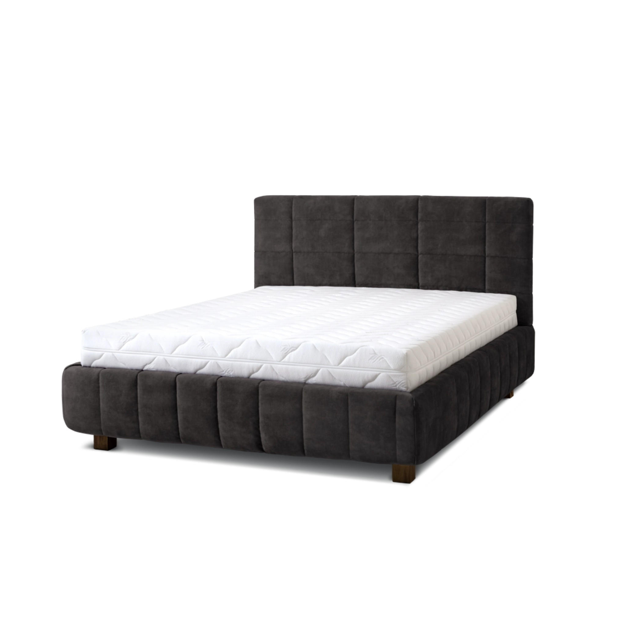 POLSTERBETT Reta 160x200 in Plüsch Anthracite - Anthrazit, Holz (160/200cm) - Letti Moderni