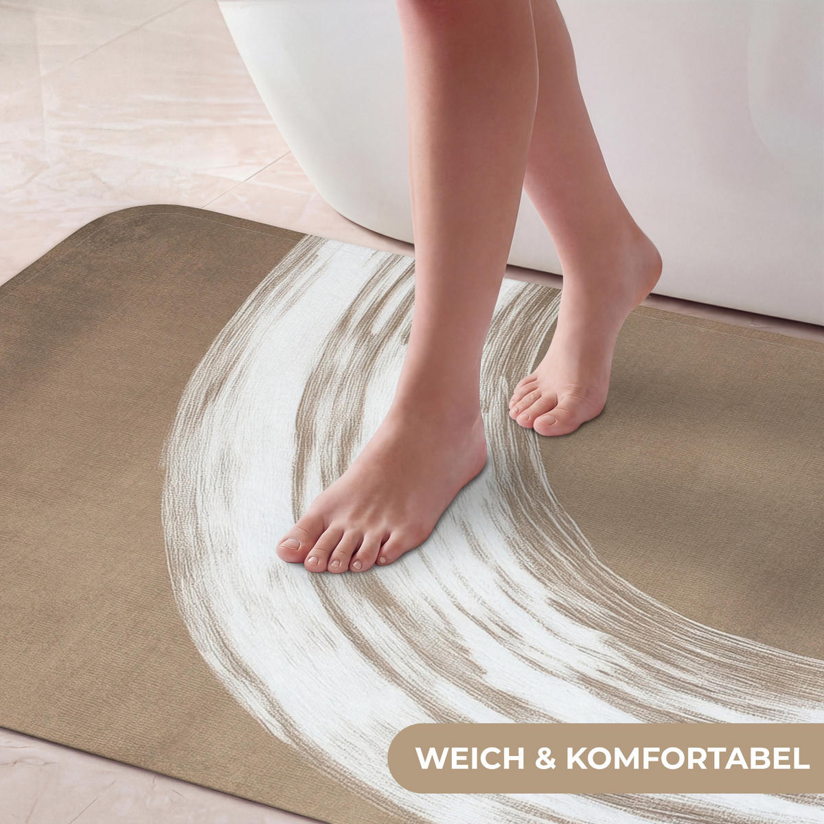 KOUPELNOVÁ PŘEDLOŽKA Barva - hnědá - Japandi 60x120 cm - barva mokka, textil/plast (60/120cm) - OnlyWow